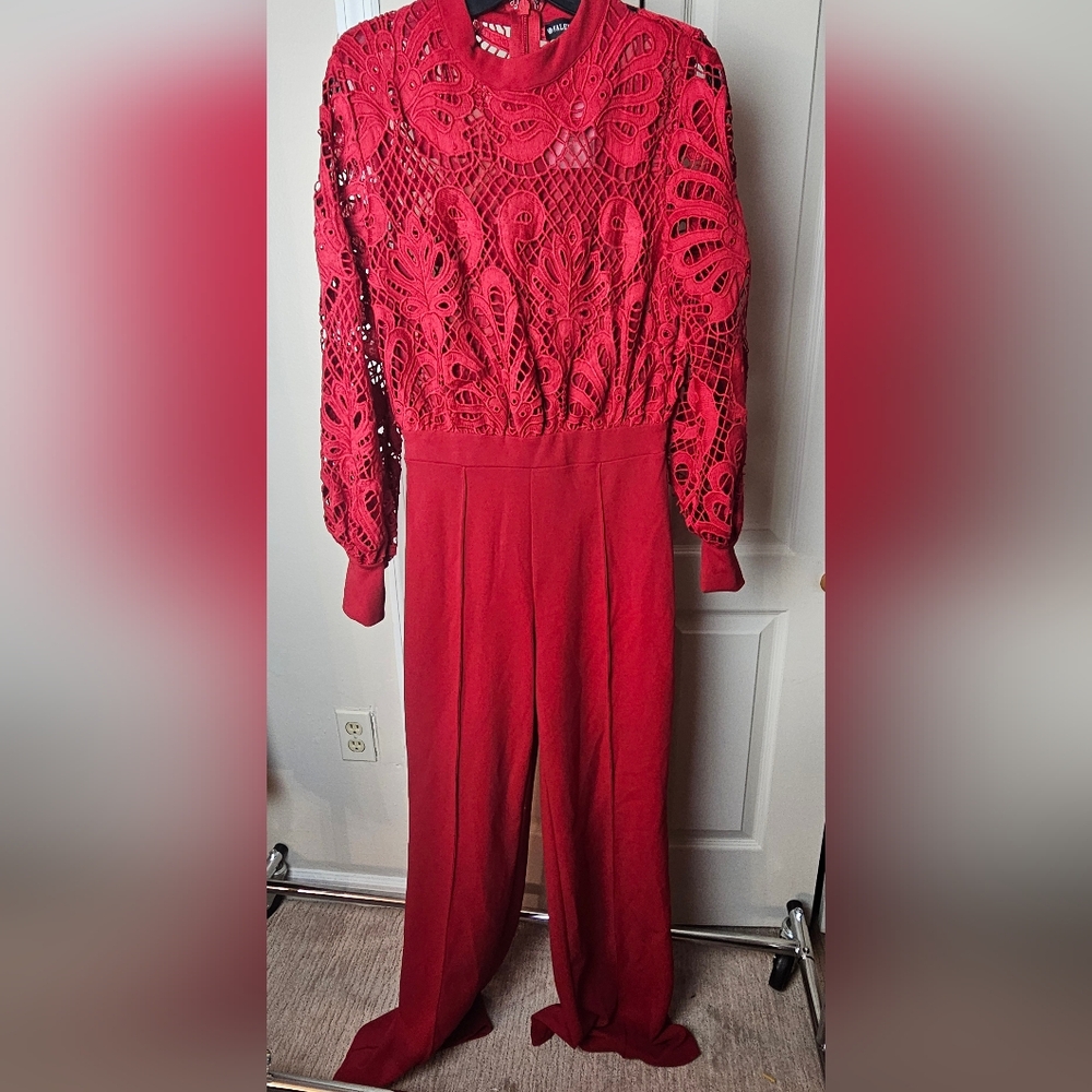 Elegant Red Lace Jumpsuit